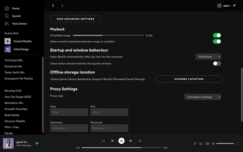 Cancella la cache di Spotify sul desktop