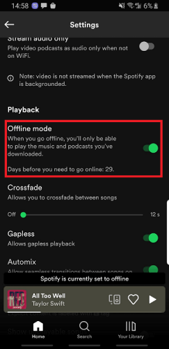 Ative o modo off-line do Spotify no celular
