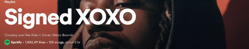 Spotify 上的签名 XOXO 播放列表