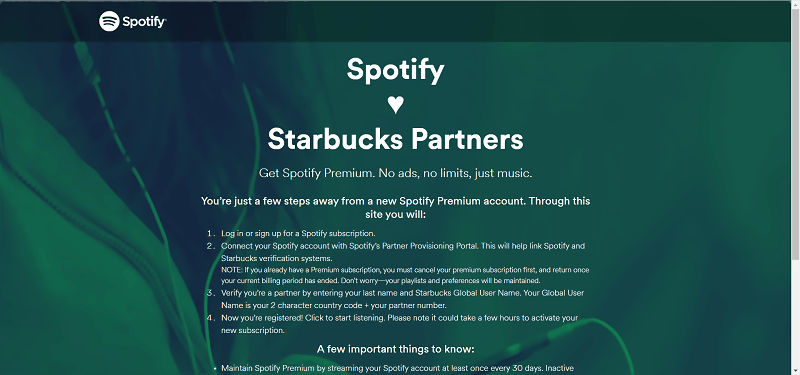 Получите Spotify Premium бесплатно как сотрудник Starbucks