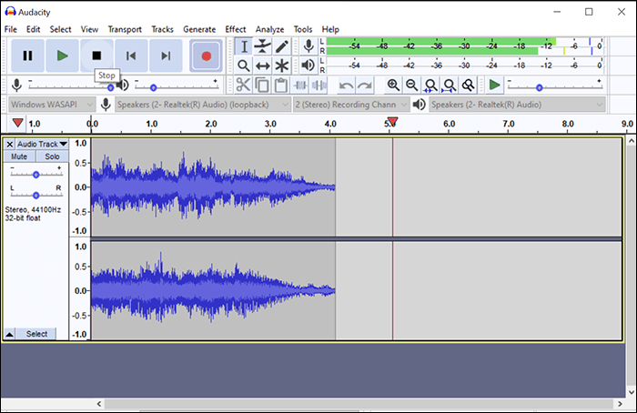 Stop Music Playback with Audacity