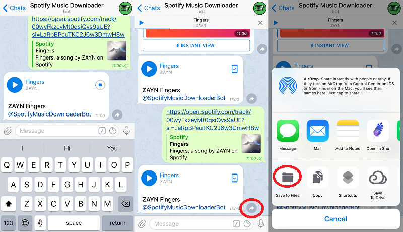 Telegram Bot قم بتنزيل Spotify على MP3 iOS