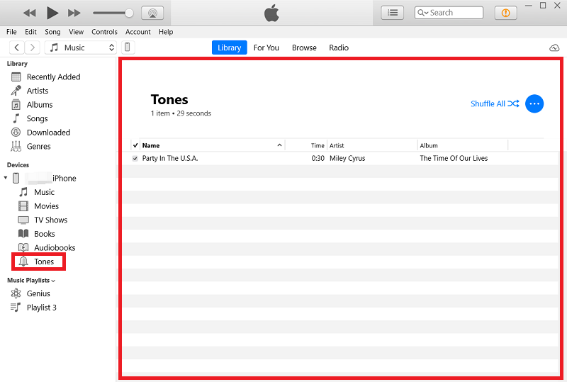Перенос рингтона с компьютера на iPhone через iTunes