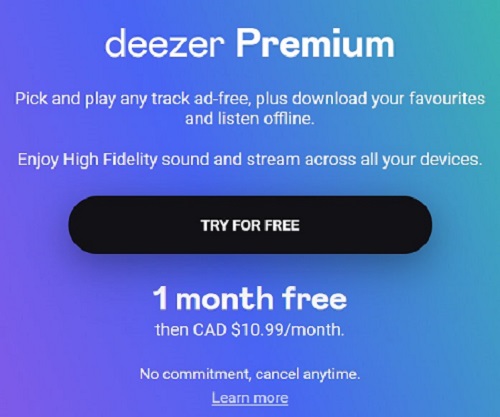 Попробуйте бесплатную пробную версию Deezer