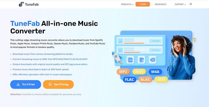 TuneFab 올인원 음악 변환기 웹 사이트