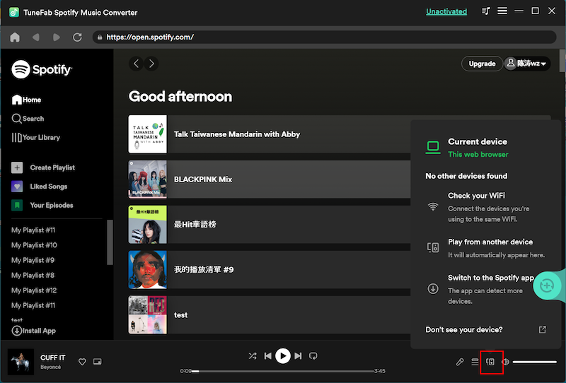 TuneFab Spotify Music Converter Cast a Chromecast
