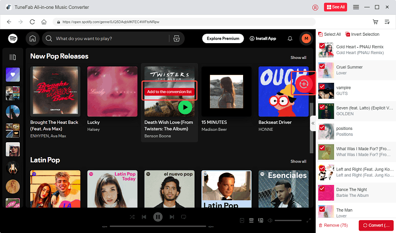 Voeg Spotify-afspeellijst toe om te converteren