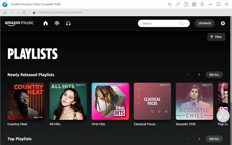 الصفحة الرئيسية لبرنامج TunePat Amazon Music Converter