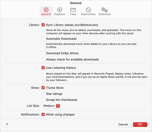 Habilite la opción Sincronizar biblioteca en Mac