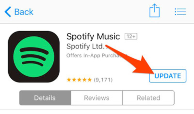 Обновить приложение Spotify