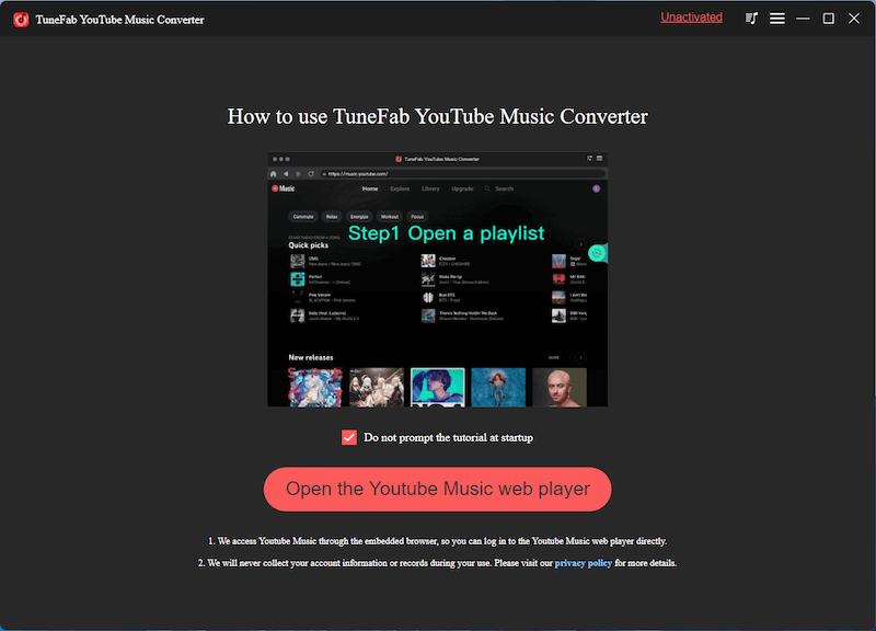 Log in op YouTube Music Web Player