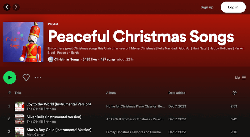 Canzoni di Natale pacifiche