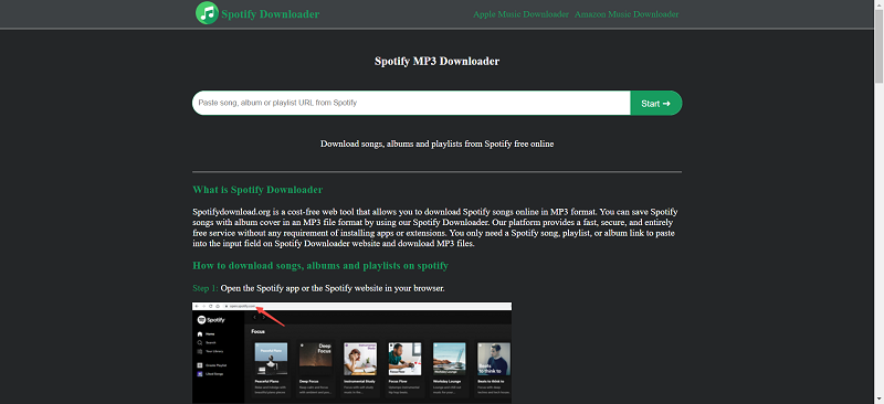 Spotify MP3 Downloader Homepage